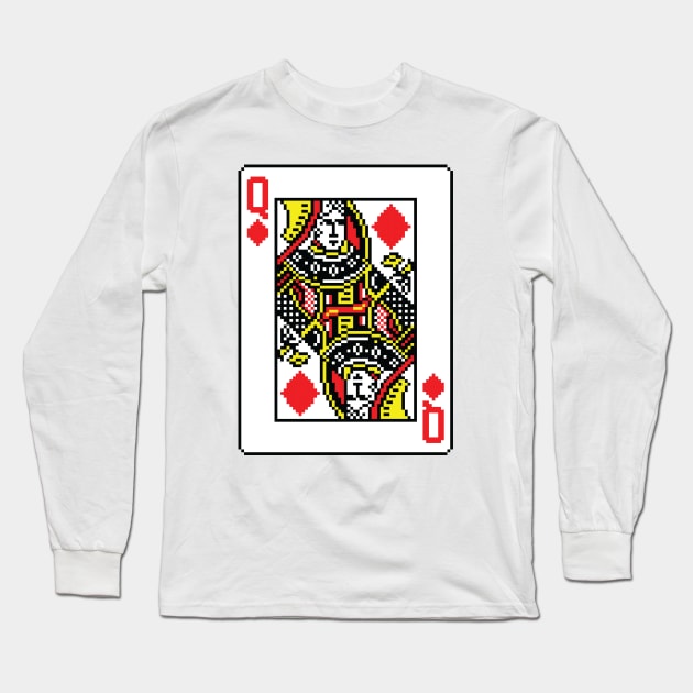 Queen of Diamonds Pixel Art Long Sleeve T-Shirt by inotyler